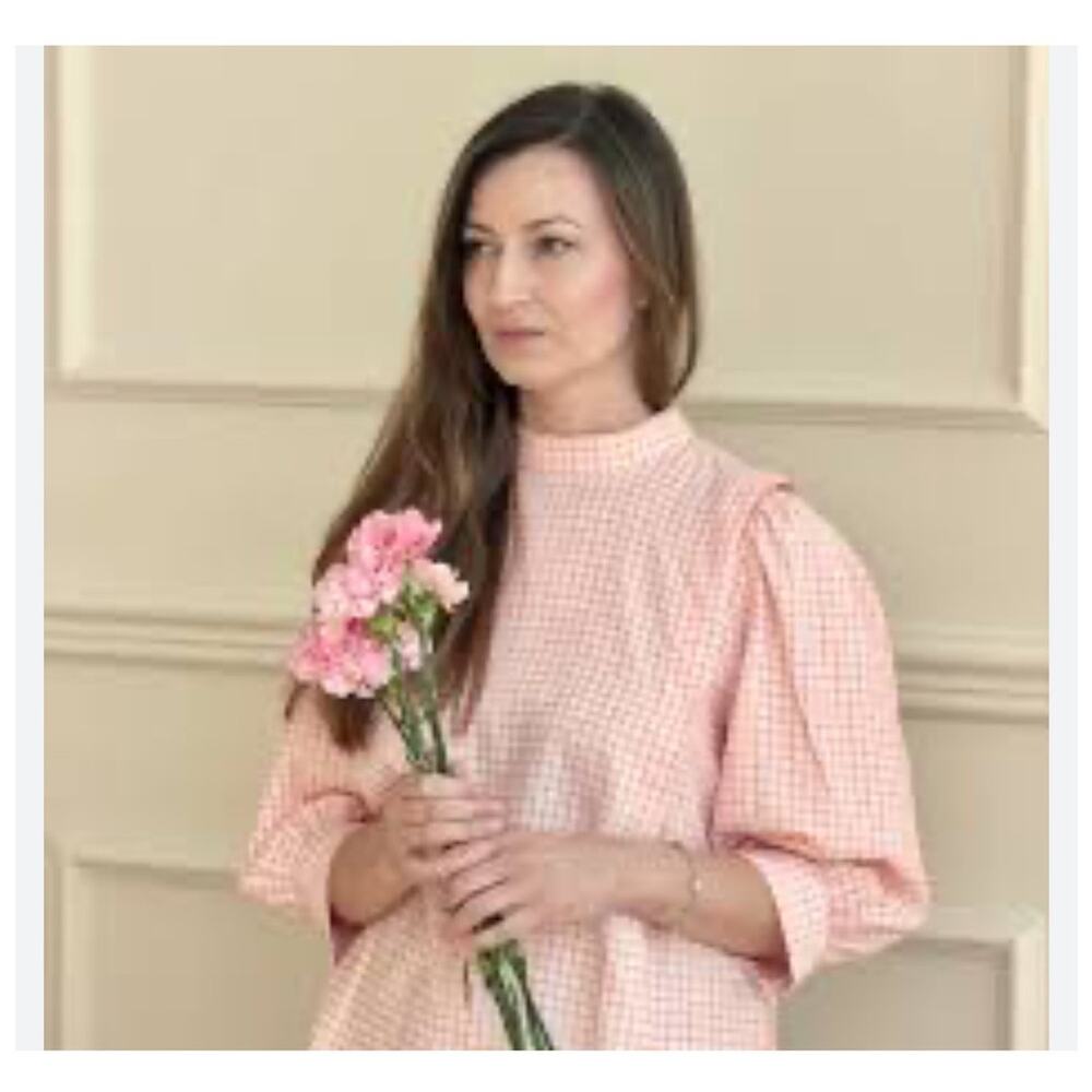 Numph Womens Puff Sleeve Blouse Top XL Orange Preppy Cottagecore Pumpkin Fall